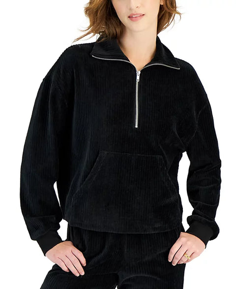 Self Esteem Women's Black Corduroy Half-Zip Sweatshirt  |Self Esteem In Lebanon