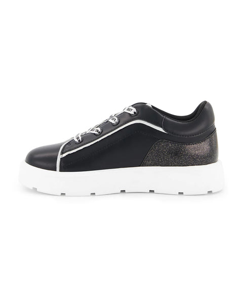 DKNY Little And Big Girl's Black Brooke Glitter Lace Up Sneaker | DKNY In Lebanon