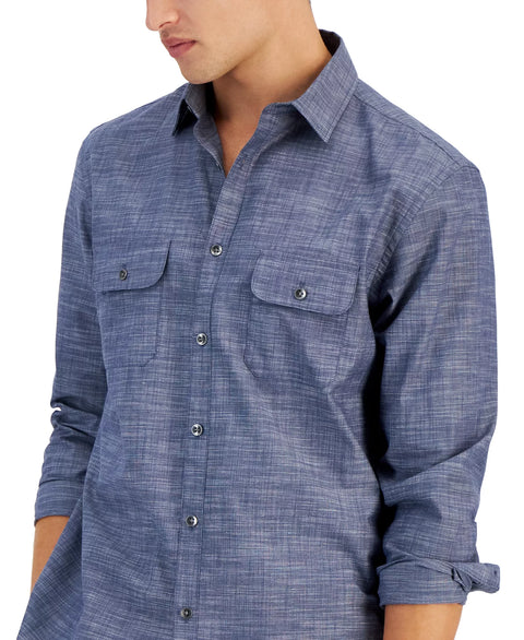 Alfani Men's Blue Regular-Fit Solid Shirt | Alfani In Lebanon