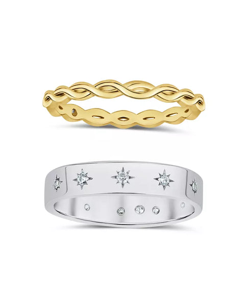 And Now This Women's Gold Plated and Silver Plated 2pcs Ring Set | And Now This  in Lebanon