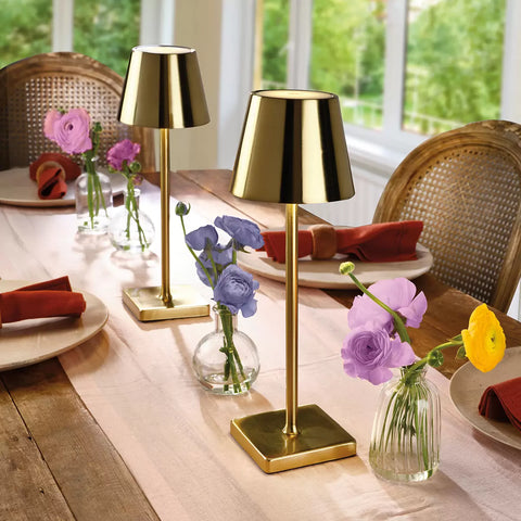 Mikasa Gold Rechargeable 14-inch LED Lamps with Touch Control, 2 pcs |Mikasa In Lebanon