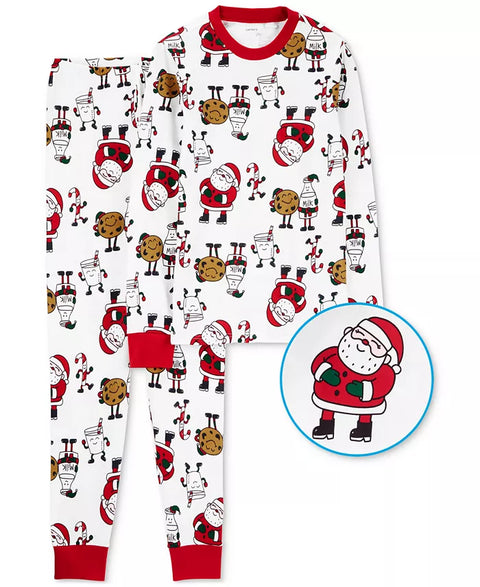 Carters Baby Boy's White Christmas Printed Pajama Set  |Carters In Lebanon