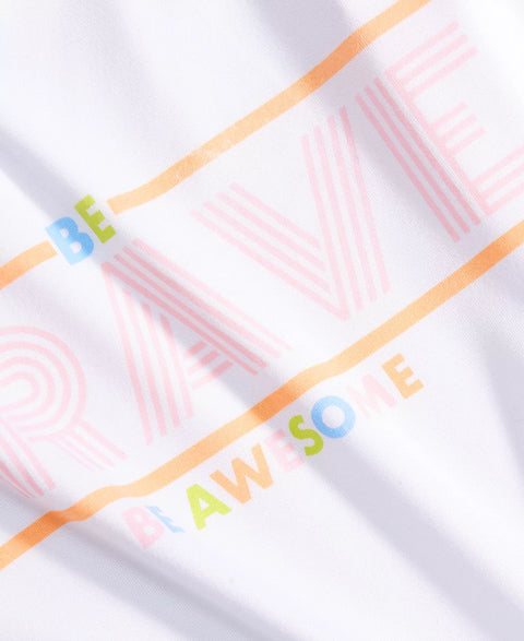 ID Ideology Girl's Bright White Be Brave Cropped, Short-Sleeve T-Shirt | ID Ideology In Lebanon