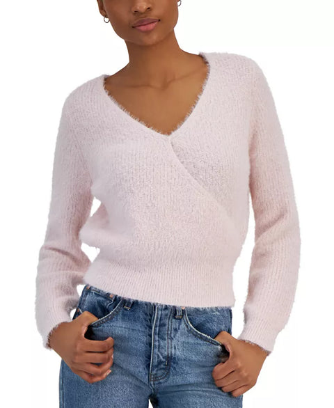 Planet Heart Women's Pink Surplice V Neck Long Sleeve Blouse |Planet Heart In Lebanon