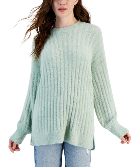 Hippie Rose Women's Rose Ribbed-Knit Eyelash Tunic Sweater |Hippie Rose In Lebanon