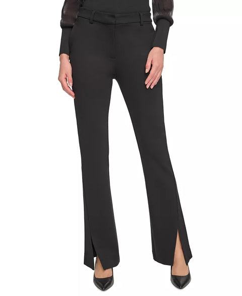DKNY Women's Black Mid Rise Split-Cuff Flare Leg Pants | DKNY In Lebanon