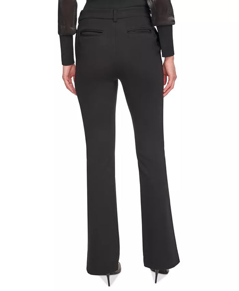 DKNY Women's Black Mid Rise Split-Cuff Flare Leg Pants | DKNY In Lebanon