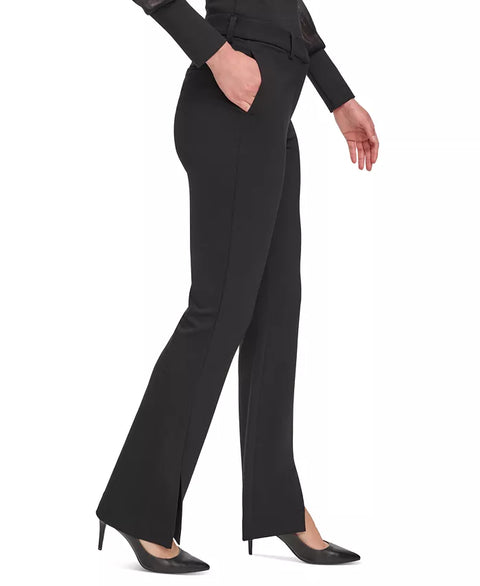 DKNY Women's Black Mid Rise Split-Cuff Flare Leg Pants | DKNY In Lebanon