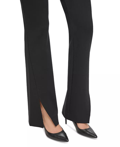 DKNY Women's Black Mid Rise Split-Cuff Flare Leg Pants | DKNY In Lebanon