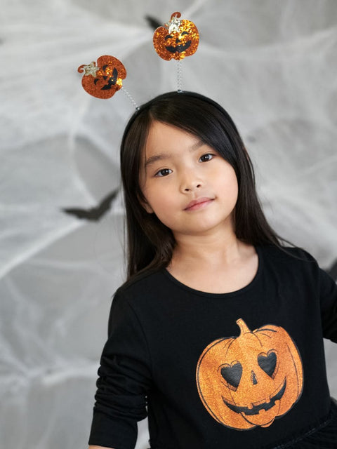 Sinsay Baby Girl's Black Pumpkin Print Mesh Long Sleeve Dress |Sinsay In Lebanon