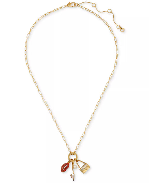 Kate Spade New York Women's Gold-Tone Imitation Pearl & Crystal Night Out Motif Charm Pendant Necklace | Kate Spade New York In Lebanon