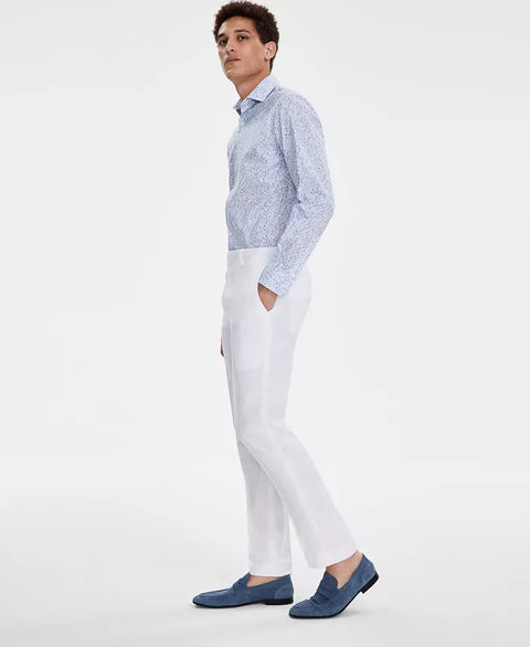 Bar III Men's White Slim-Fit 100% Linen Trousers | Bar III In Lebanon