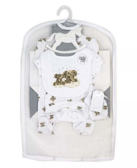 Rock-A-Bye Baby Boutique Unisex White Dreamy Elephants Layette, 5 Piece Set | Rock-A-Bye Baby Boutique In Lebanon