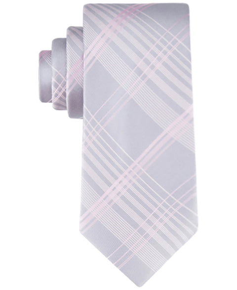 Calvin Klein Men's Silver & Pink Ari Plaid Tie | Calvin Klein In Lebanon
