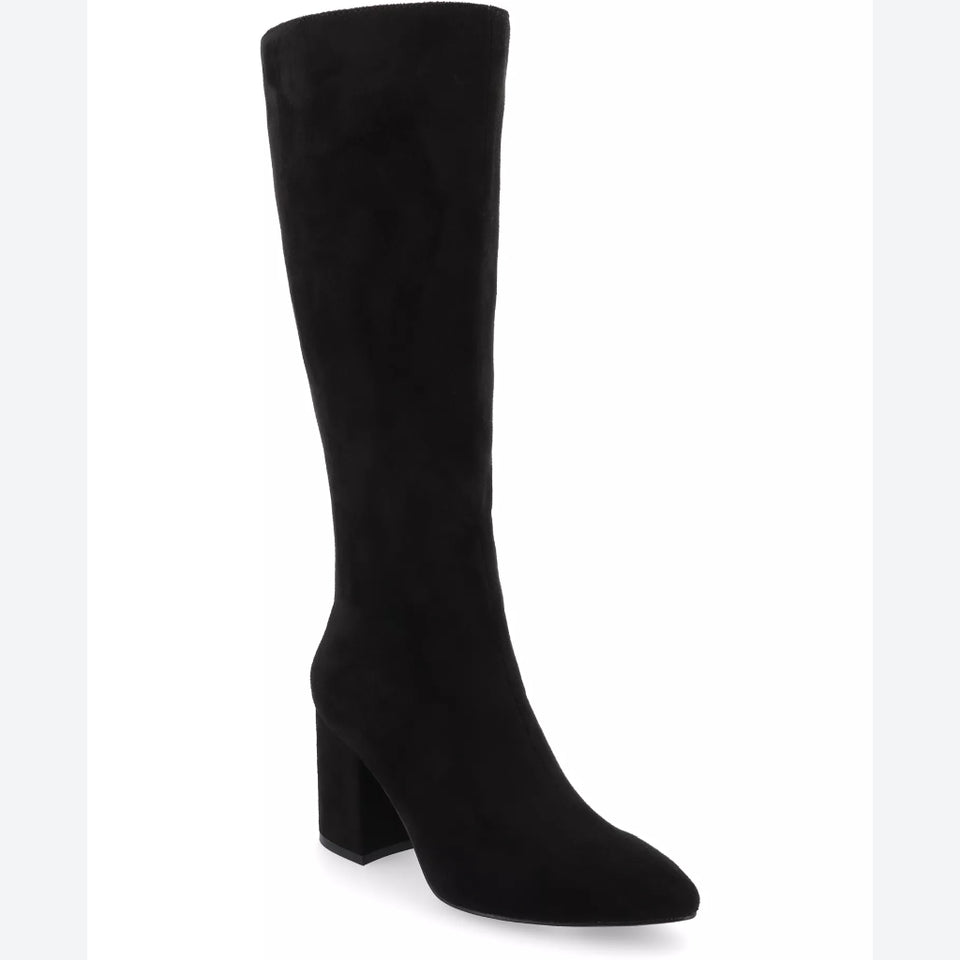Journee Collection Women's Black Ameylia Block Heel Knee High Boots