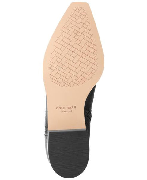 Cole Haan Women's Naia Pointed Toe Block Heel Booties - Black Leather