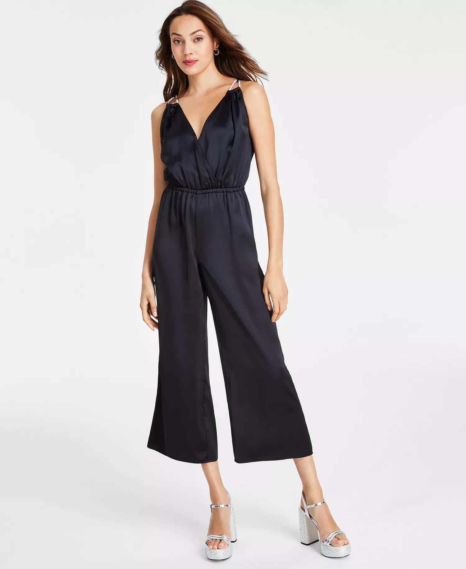 Michael Kors Women's Black Rhinestone-Strap Surplice Jumpsuit|Michael Kors In Lebanon