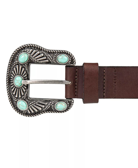 Lucky Brand Women's Brown Turquoise Studded Western Buckle Belt | Lucky Brand In Lebanon
