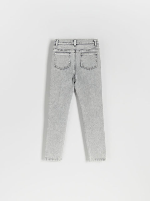 Gray jeans on a white background