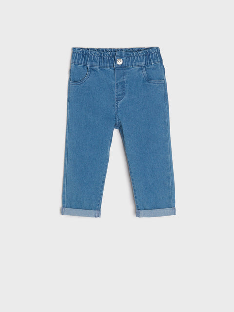 Blue jeans on a white background