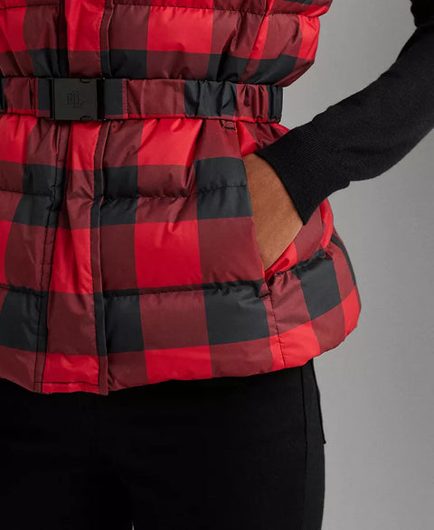 Lauren Ralph Lauren Women's Buffalo Check Quilted Belted Vest | Lauren Ralph Lauren In Lebanon