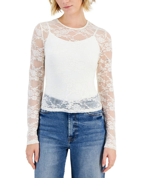 Just Polly Women's Off-White Lace Long-Sleeve Blouse | Just Polly in Lebanon