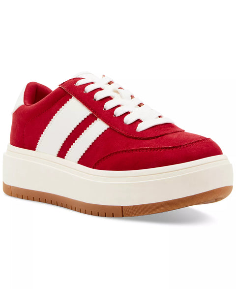 Madden Girl Women's Red Navida  Lace-Up Low-Top Platform  Sneakers |Madden Girl in Lebanon