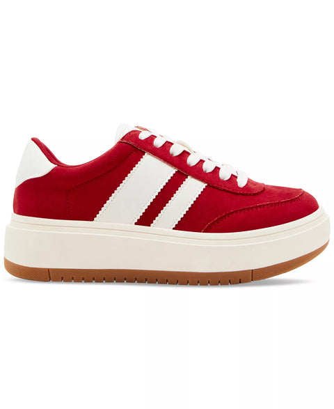 Madden Girl Women's Red Navida  Lace-Up Low-Top Platform  Sneakers |Madden Girl in Lebanon