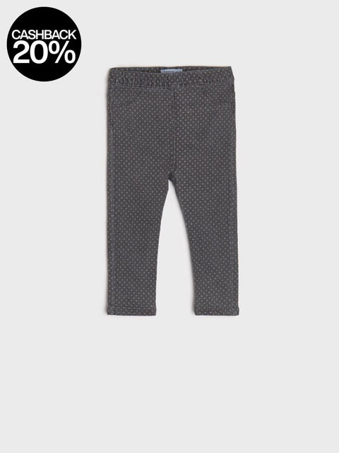Dark gray leggings with a subtle pattern on a light gray background