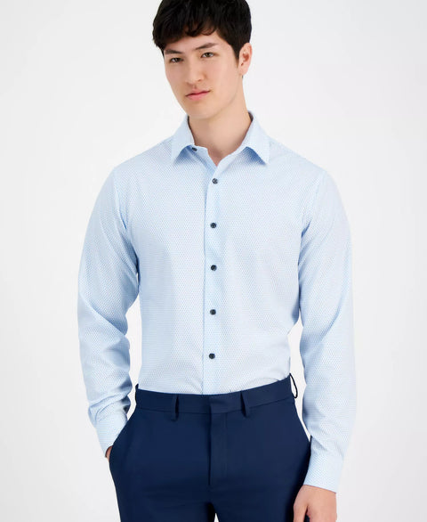 Alfani Men's Light Blue Nick Geo-Print Dress Shirt | Alfani In Lebanon