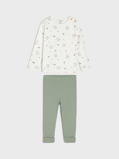 Sinsay Fox & Bunny Baby Boy's White & Green Set | Sinsay In Lebanon