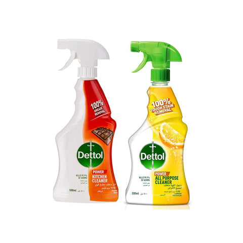 Two Dettol cleaning products on a white background