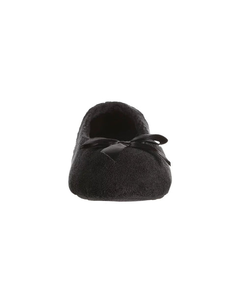 Isotoner Signature Women's Black Terry Indoor/Outdoor Ballerina Slippers | Isotoner Signature In Lebanon