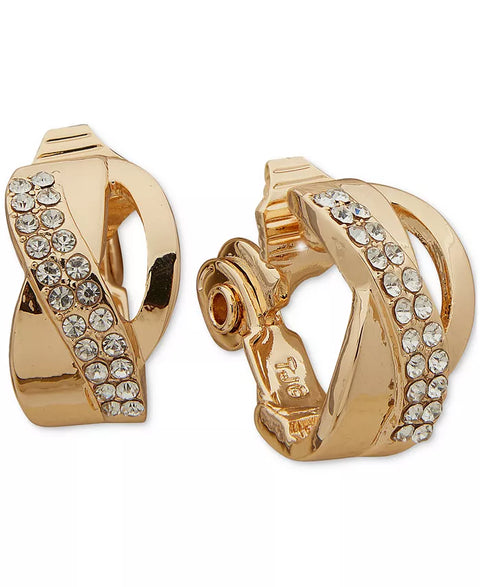 Anne Klein Women's Gold Tone Crystal Twisted Stud Clip Earring | Anne Klein In Lebanon