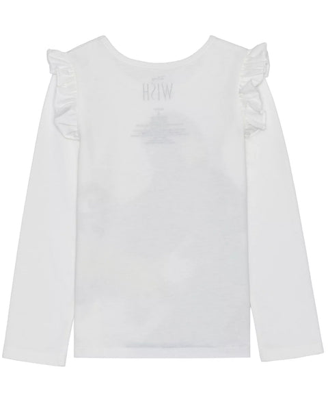 Disney Girl's White Glitter Detail Wish Long Sleeve Top  | Disney in Lebanon