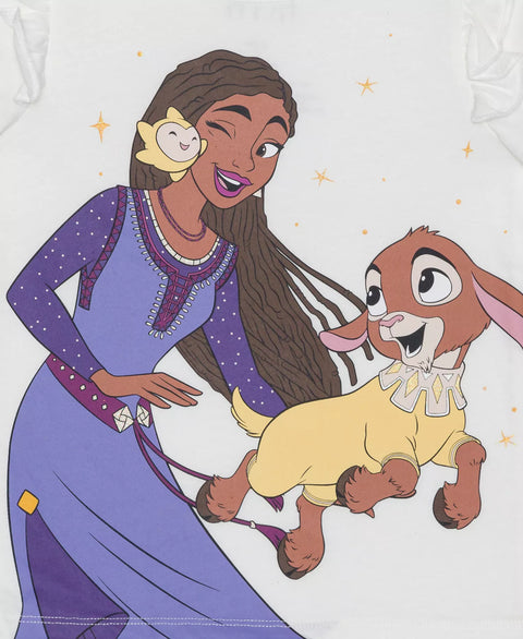 Disney Girl's White Glitter Detail Wish Long Sleeve Top  | Disney in Lebanon