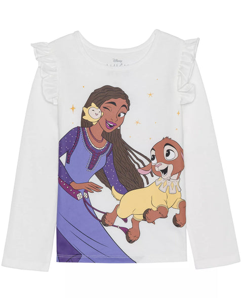 Disney Girl's White Glitter Detail Wish Long Sleeve Top  | Disney in Lebanon