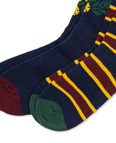 Polo Ralph Lauren Men's Navy/Maroon 2-Pc. Graphic Sport Crest Stripe Crew Socks |Polo Ralph Lauren in Lebanon