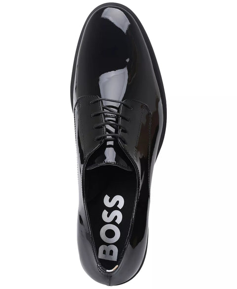 Hugo Boss Men's Black Colby Derby Patent Leather Dress Casual Shoes  | Hugo Boss In Lebanon