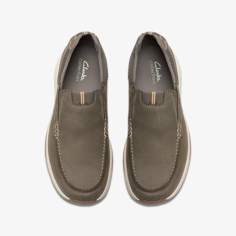 Pair of Clarks loafers on a white background