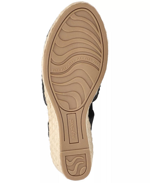 Easy Street Women's Black  Taffy Buckle Slingback Espadrille Wedges Heeled Sandals |  Easy Street in Lebanon