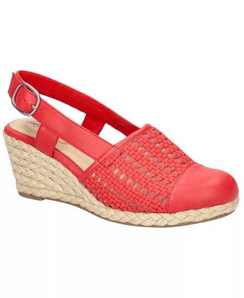 Easy Street Women's Red Taffy Buckle Slingback Espadrille Wedges Sandals |  Easy Street in Lebanon