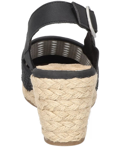 Easy Street Women's Black  Taffy Buckle Slingback Espadrille Wedges Heeled Sandals |  Easy Street in Lebanon
