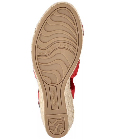Easy Street Women's Red Taffy Buckle Slingback Espadrille Wedges Sandals |  Easy Street in Lebanon
