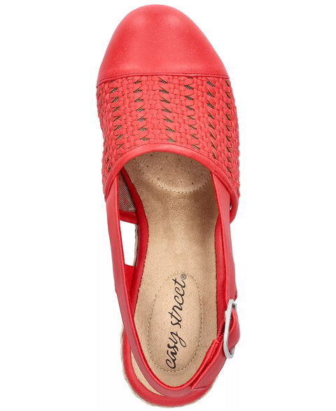 Easy Street Women's Red Taffy Buckle Slingback Espadrille Wedges Sandals |  Easy Street in Lebanon