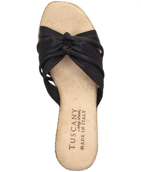 Easy Street Women's Black Ghita Slip-On Wedge Sandals | Easy Street In Lebanon