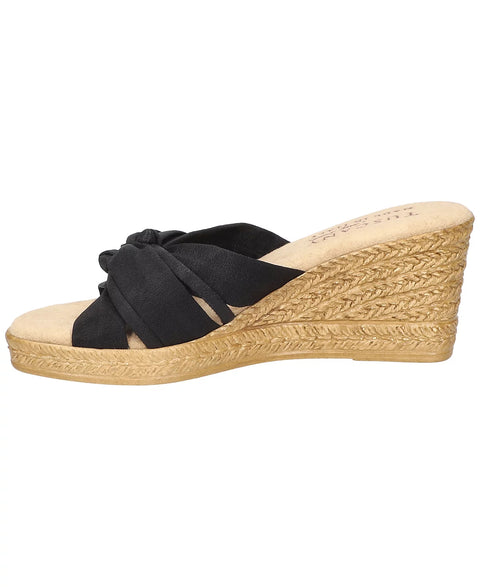 Easy Street Women's Black Ghita Slip-On Wedge Sandals | Easy Street In Lebanon
