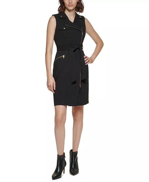 Calvin Klein Women's Black Moto Belted Sleeveless Sheath Dress|Calvin Klein in Lebanon