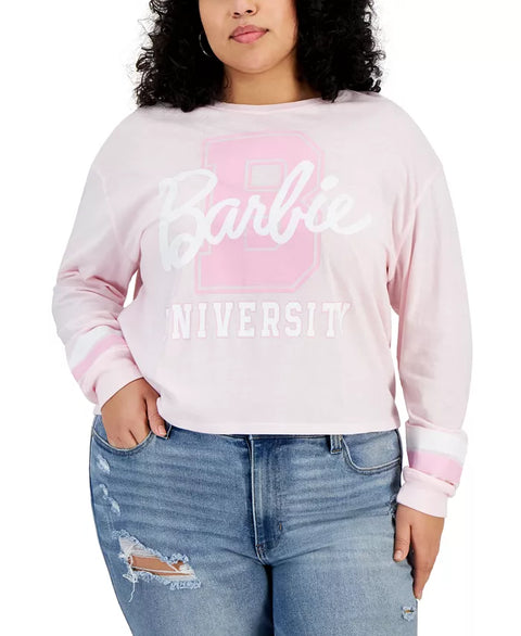 Love Tribe Women's Pink Trendy Long-Sleeve Barbie University Tee Sweatshirt | Love Tribe In Lebanon