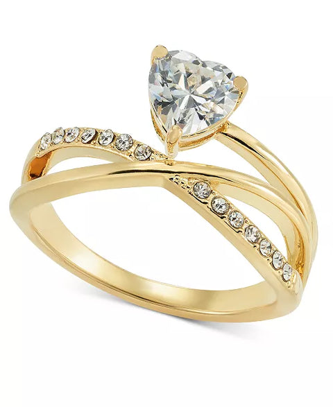 Charter Club Women's Gold Heart Cubic Zirconia Asymmetrical Ring| Charter Club in Lebanon